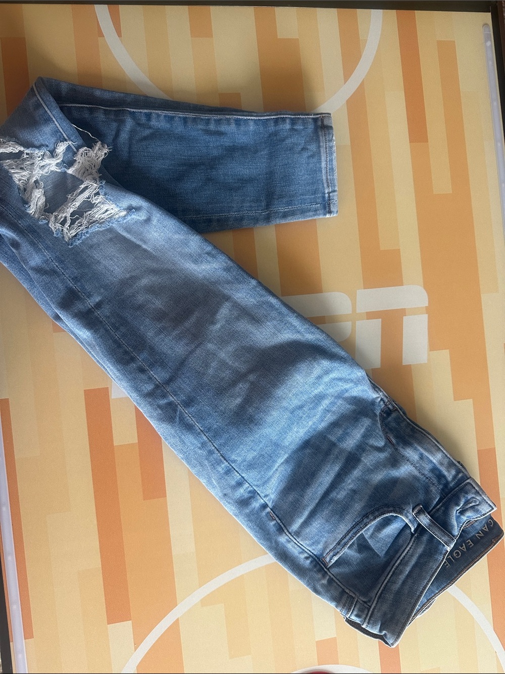 American Eagle Outfitters Light Blue Ripped Skinny Jeans